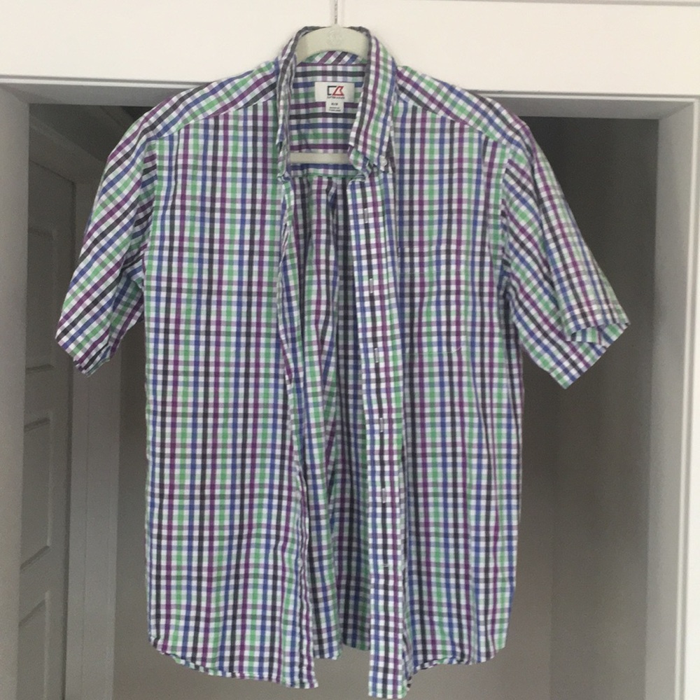 Mens Medium Cutter & Buck Short Sleeve Button Down